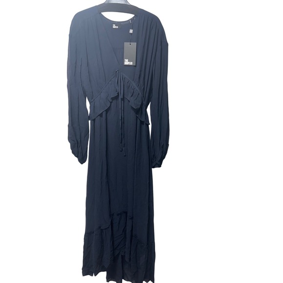The Kooples NEW Long Sleeve 100% Silk Dress Navy Size FR 2/US Med MSRP $715 - Picture 4 of 12